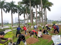 Students of Vietnam National University of Agriculture participated in the Sakura planting event with AEON Mall Vietnam