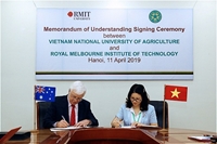 Memorandum of Understanding signing ceremony between RMIT University and Vietnam National University of Agriculture