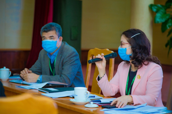 GS.TS. Nguyễn Thị Lan – Bí thư Đảng ủy, Giám đốc Học viện phát biểu tại Hội nghị quán triệt công tác phòng, chống dịch bệnh viêm đường hô hấp cấp do chủng mới của virus Corona gây ra  