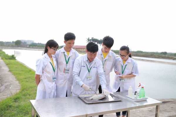 Một tiết thực hành của sinh viên ngành Nuôi trồng thủy sản