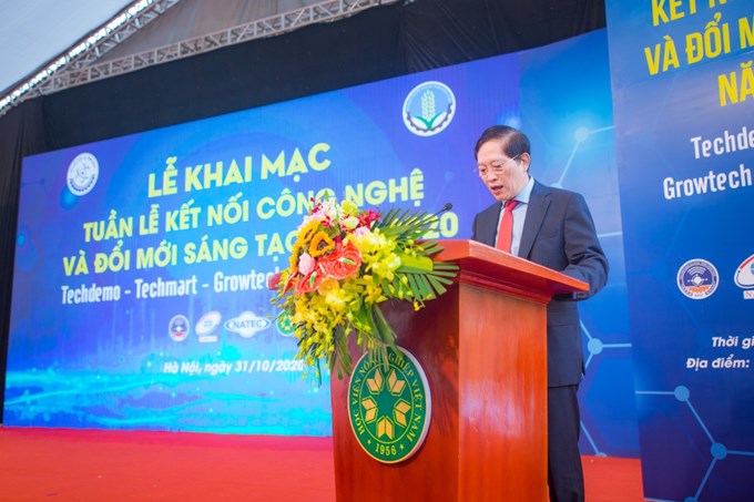 Thứ trưởng Bộ Khoa học và Công nghệ Trần Văn Tùng phát biểu tại Lễ khai mạc Tuần lễ kết nối công nghệ và Đổi mới sáng tạo năm 2020