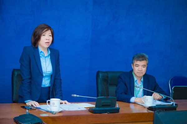 Bà Đào Tuyết Mai - Giám đốc Trường Đào tạo và Phát triển Nguồn nhân lực Vietinbank phát biểu tại buổi lễ