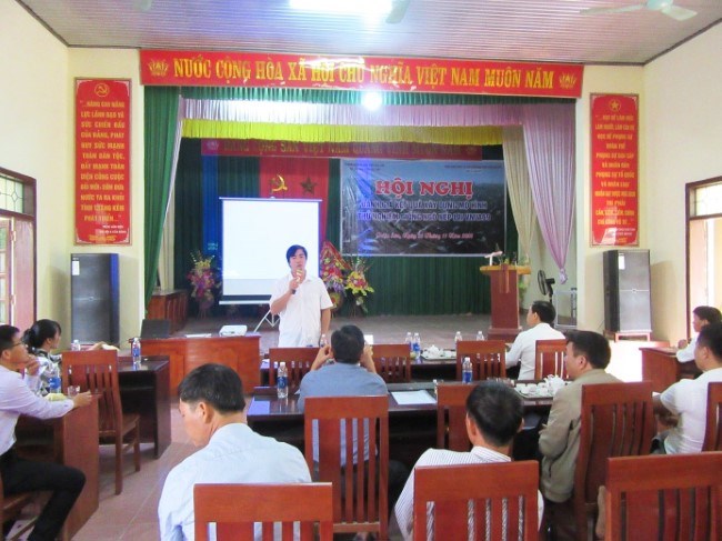 Ông Nguyễn Lê Khương - Phó phòng Nông nghiệp huyện Triệu Sơn phát biểu tại Hội nghị
