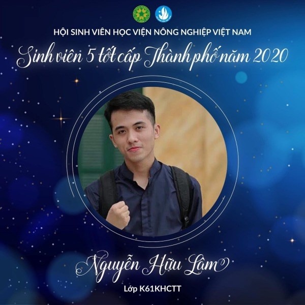Nguyễn Hữu Lâm là sinh viên 5 tốt cấp thành phố Hà Nội năm 2020