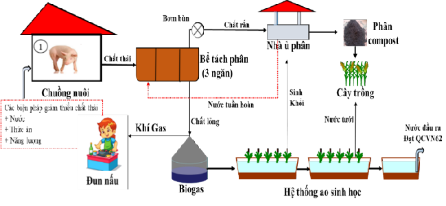Hệ thống xử lý chất thải chăn nuôi lợn đạt tiêu chuẩn QCVN62-MT được thực hiện tại mô hình thí điểm của nhiệm vụ