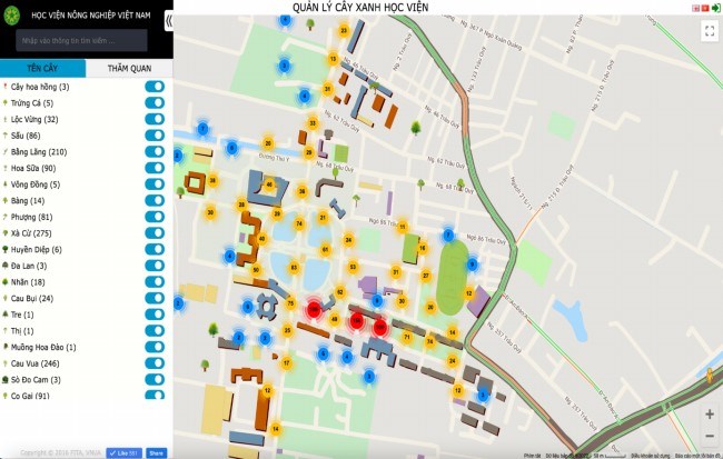 Xây dựng phần mềm quản lý cây xanh cho Học viện Nông nghiệp Việt Nam