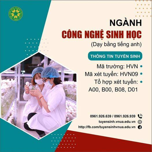 Ngành Công nghệ sinh học - chương trình chất lượng cao (dạy và học bằng tiếng Anh)