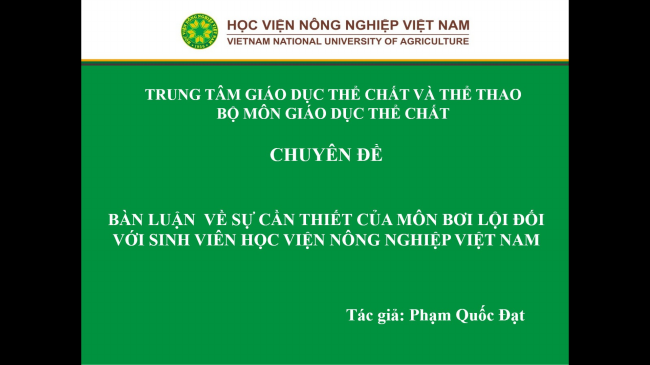 Seminar: Bàn luận sự cần thiết của môn Bơi lội đối với sinh viên Học viện Nông nghiệp Việt Nam
