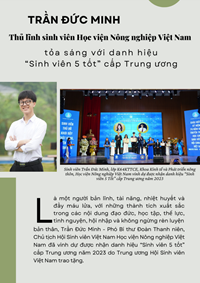 Thủ lĩnh sinh viên Học viện Nông nghiệp Việt Nam toả sáng với danh hiệu Sinh viên 5 tốt