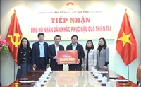 Ủy ban MTTQ tỉnh tiếp nhận kinh phí hỗ trợ khắc phục thiên tai từ Học viện Nông nghiệp Việt Nam