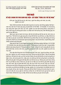 Thư ngỏ về việc chung tay vun xanh Học viện - Xây dựng “Rừng các thế hệ VNUA”