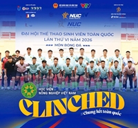 Đội tuyển bóng đá nam sinh viên Học viện Nông nghiệp Việt Nam chính thức góp mặt tại vòng Chung kết Giải bóng đá sinh viên toàn quốc năm 2026