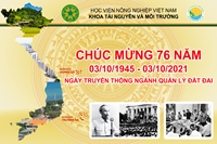 Chúc mừng ngày truyền thống ngành Quản lý đất đai Việt Nam 03 10 1945 - 03 10 2021