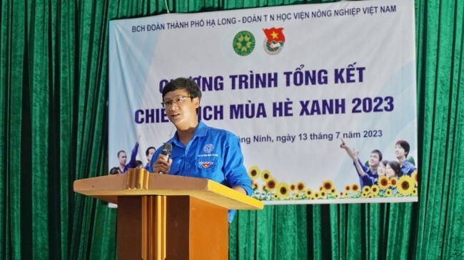 TS. Vũ Duy Hoàng - Ủy viên Ban Thường vụ, Trưởng ban Học tập và NCKH Đoàn Thanh niên Học viện phát biểu tại chương trình