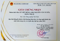 Sinh viên khoa Tài nguyên và môi trường đạt giải thưởng Khoa học và Công nghệ của Bộ Giáo dục và Đào tạo