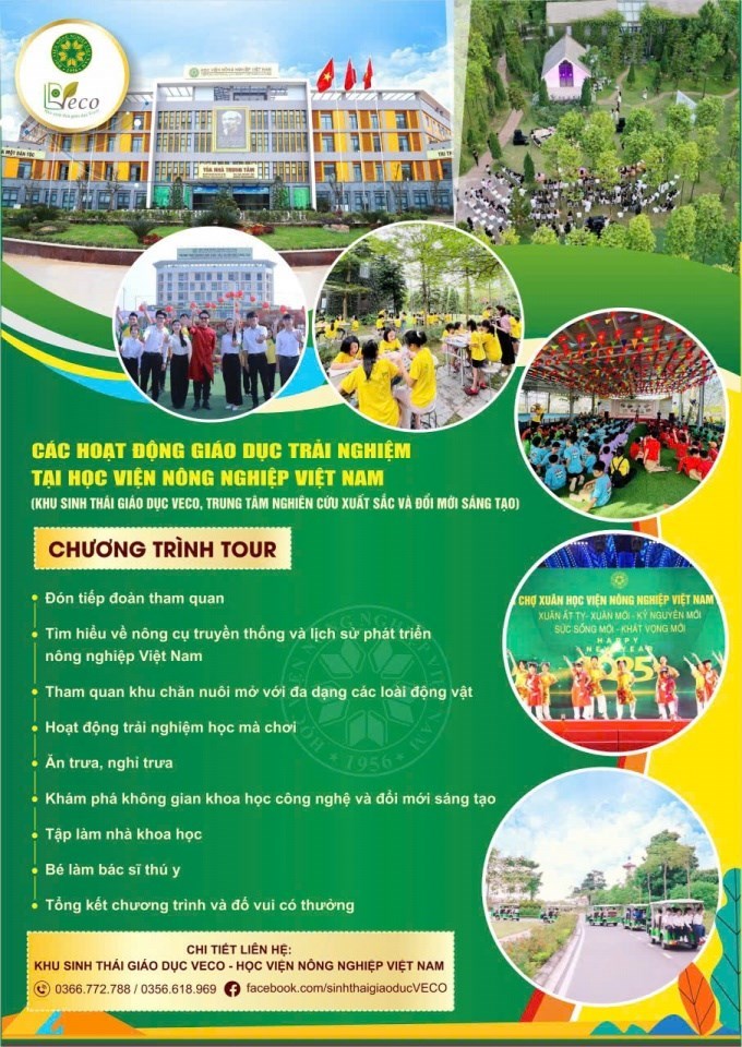 ác hoạt động giáo dục trải nghiệm tại Khu Sinh thái Giáo dục VECO, Học viện Nông nghiệp Việt Nam mang đến hành trình khám phá nông nghiệp, khoa học và sáng tạo dành cho học sinh