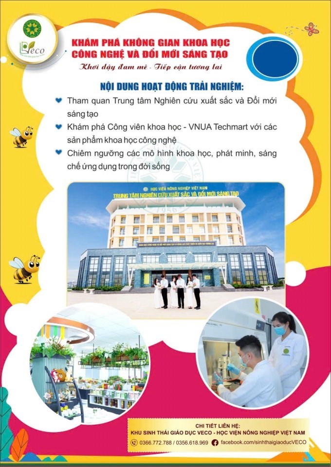 ại Học viện, du khách sẽ được tham quan, khám phá Trung tâm Nghiên cứu xuất sắc và Đổi mới sáng tạo, Công viên khoa học - VNUA Techmart, chiêm ngưỡng các mô hình khoa học, phát minh, sáng chế ứng dụng trong đời sống