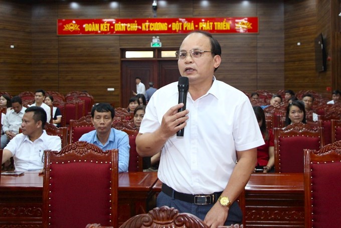Cử tri xã Mỹ Đức phát biểu ý kiến, kiến nghị. Ảnh: TT 