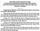 Tuyên truyền kỷ niệm 120 năm Ngày sinh đồng chí Trần Phú, Tổng Bí thư Ban Chấp hành Trung ương Đảng Cộng sản Việt Nam 01 5 1904 - 01 5 2024