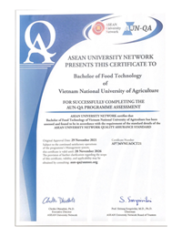 04 chương trình đào tạo đại học các ngành Chăn nuôi, Công nghệ sinh học, Công nghệ thực phẩm và Khoa học môi trường nhận chứng chỉ đạt chuẩn chất lượng của Mạng lưới các trường Đại học Đông Nam Á AUN-QA