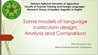 Một số mô hình thiết kế chương trình giảng dạy ngôn ngữ Phân tích và So sánh