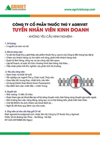 Công ty cổ phần thuốc thú y Agrivet tuyển nhân viên kinh doanh