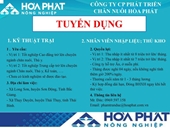 Công ty CP phát triển chăn nuôi Hòa Phát cần tuyển