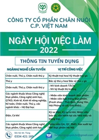 Công ty cổ phần chăn nuôi C P Việt Nam Tuyển dụng NGÀY HỘI VIỆC LÀM - HỌC VIỆN NÔNG NGHIỆP VIỆT NAM