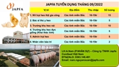 Công ty JAPFA - Miền Bắc , Cần tuyển dụng tháng 9 2022