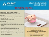 Công ty CP phát triển chăn nuôi Hòa Phát - Tập đoàn Hòa Phát cần tuyển