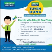 CÔNG TY CỔ PHẦN THÚ Y XANH VIỆT NAM Cần tuyển dụng Chuyên viên Đăng kí Sản phẩm