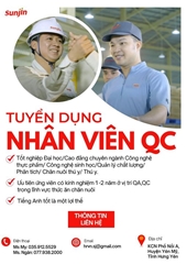 SUNJIN HƯNG YÊN TUYỂN DỤNG - NHÂN VIÊN QC QUALITY CONTROL THÀNH PHẨM