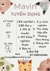 CÔNG TY CHĂN NUÔI MAVIN cần tuyển