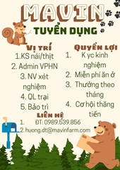 CÔNG TY CHĂN NUÔI MAVIN cần tuyển