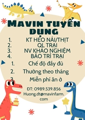 CÔNG TY CHĂN NUÔI MAVIN cần tuyển