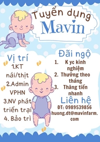 CÔNG TY CHĂN NUÔI MAVIN cần tuyển