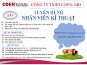 CÔNG TY TNHH COEN - BIO
Tuyển dụng NHÂN VIÊN KỸ THUẬT