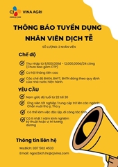 CÔNG TY TNHH CJ VINA AGRI KHU VỰC MIỀN BẮC 
THÔNG BÁO TUYỂN DỤNG