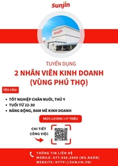 SUNJIN VINA TUYỂN DỤNG GẤP 2 NHÂN VIÊN KINH DOANH VÙNG PHÚ THỌ