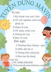 CÔNG TY CHĂN NUÔI MAVIN cần tuyển