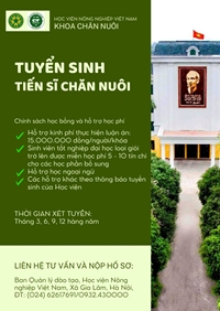 Chính sách hỗ trợ nghiên cứu sinh ngành Chăn nuôi, Học viện Nông nghiệp Việt Nam