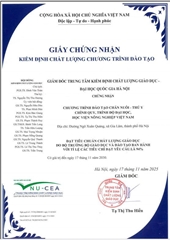 CHƯƠNG TRÌNH ĐÀO TẠO NGÀNH CHĂN NUÔI THÚ Y CỦA KHOA CHĂN NUÔI, HỌC VIỆN NÔNG NGHIỆP VIỆT NAM ĐẠT CHUẨN KIỂM ĐỊNH QUỐC GIA – KHẲNG ĐỊNH CHẤT LƯỢNG VÀ UY TÍN HỌC THUẬT