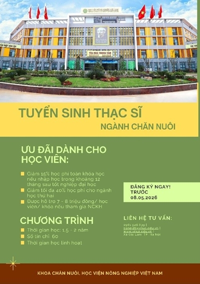 THẠC SĨ CHĂN NUÔI – CHƯƠNG TRÌNH CẢI TIẾN TỪ NĂM 2025