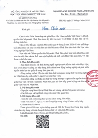 Thông báo về việc triển khai khảo sát nhu cầu việc làm tại tỉnh Miyazaki - Nhật bản cho sinh viên Học viện Nông nghiệp Việt Nam