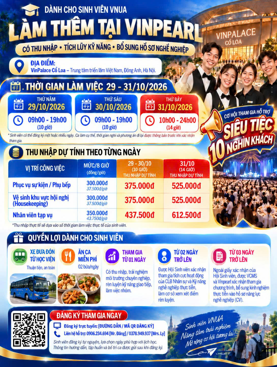 Chương trình thí điểm dành cho sinh viên Vnua làm thêm tại VINPEARL