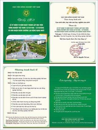 Thư mời cựu sinh viên, học viện, nghiên cứu sinh về dự Lễ Kỷ niệm 70 năm ngày thành lập Học viện