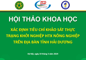 Hội thảo khoa học “Xác định tiêu chí khảo sát thực trạng khởi nghiệp HTX nông nghiệp trên địa bàn tỉnh Hải Dương”