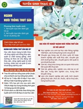 TUYỂN SINH TRÌNH ĐỘ THẠC SĨ NGÀNH NUÔI TRỒNG THỦY SẢN