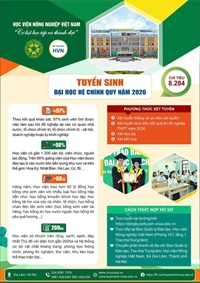 Học viện Nông nghiệp Việt Nam tuyển sinh 8 284 chỉ tiêu đại học năm 2026