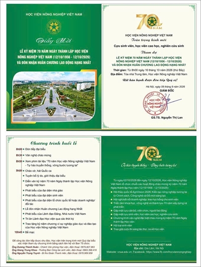 Thư mời cựu sinh viên, học viên, nghiên cứu sinh về dự Lễ Kỷ niệm 70 năm ngày thành lập Học viện